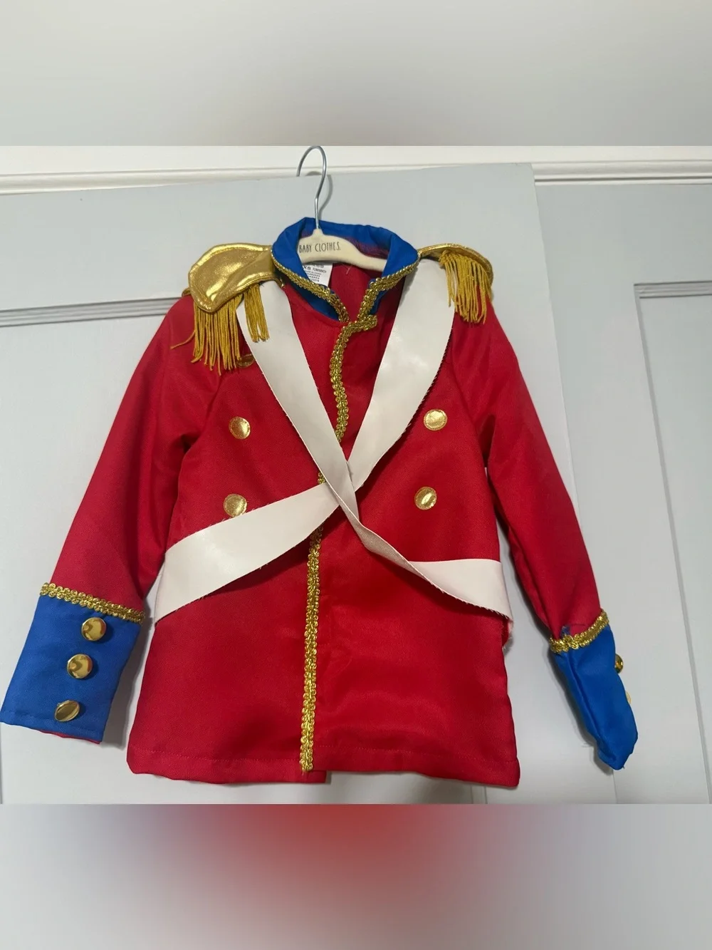 Red Nutcracker-Style Kids Costume Jacket with Gold Trim